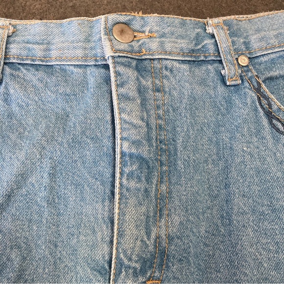 Topaz Size 16 Blue Denim Skirt Embroidery Pockets - Picture 6 of 7